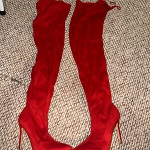 Red Over-the-Knee Stiletto Boots
